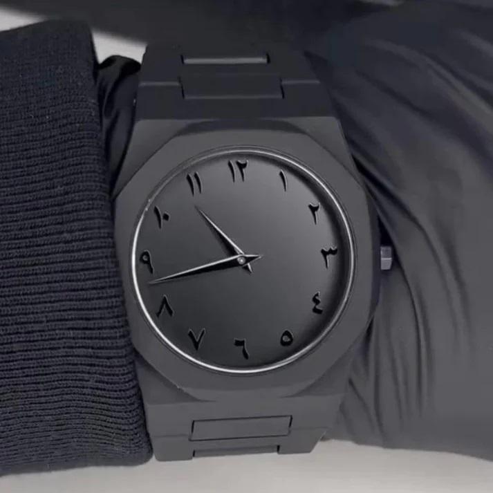 Men's Quartz Black Arabic Aura Watch - 1 Pc Water Resistant