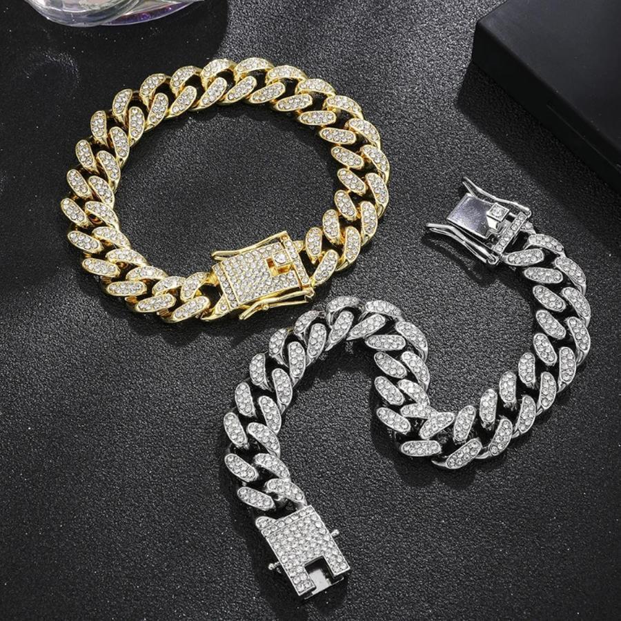 Gold & Silver Plated Rhinestone Chain Bracelet - 1 Pc