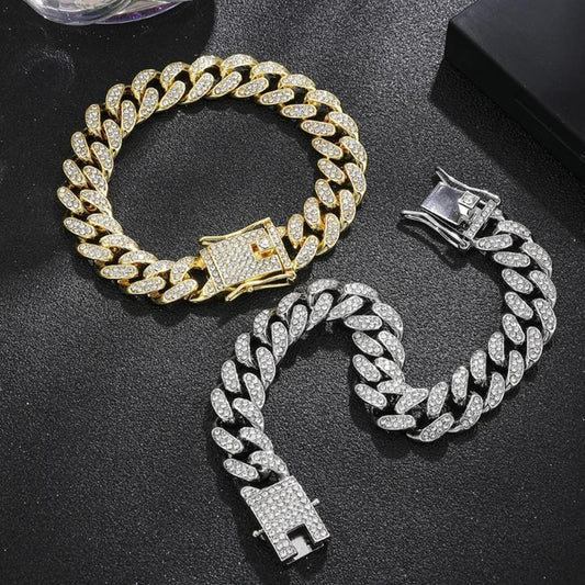 Gold & Silver Plated Rhinestone Chain Bracelet - 1 Pc