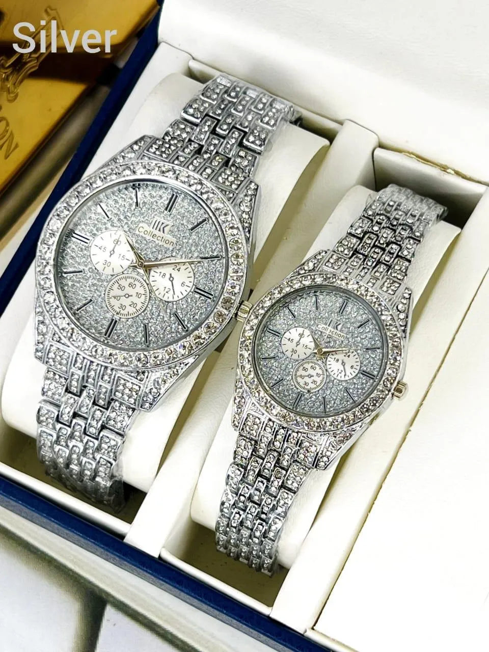 Stainless Steel Diamond Stone Couple Watches