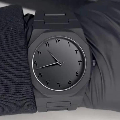 Men's Quartz Black Arabic Aura Watch - 1 Pc Water Resistant