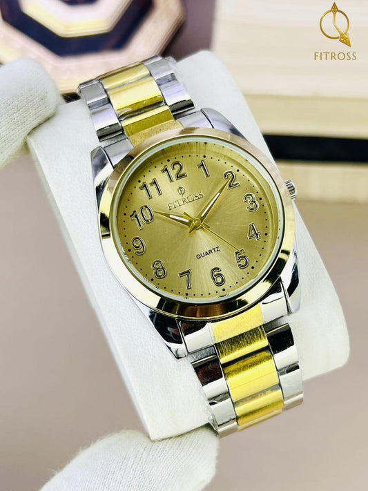 Men's Water Resistant Golden Chain Strap Quartz Watch