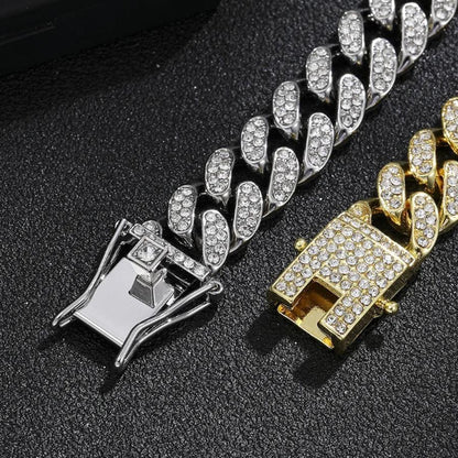 Gold & Silver Plated Rhinestone Chain Bracelet - 1 Pc