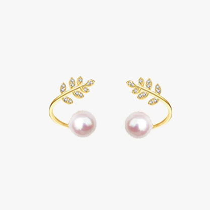 Leave Pearl Trendy Korean Earrings (AWT-103)