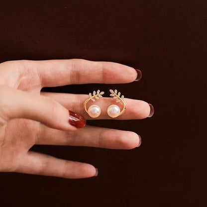 Leave Pearl Trendy Korean Earrings (AWT-103)