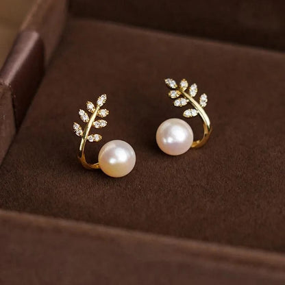 Leave Pearl Trendy Korean Earrings (AWT-103)