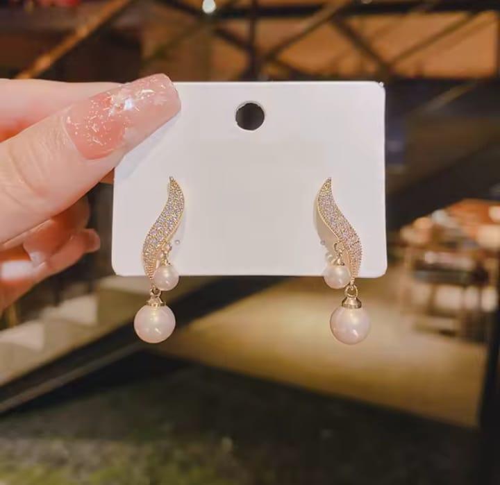 Charms Hanging Gold Plated Zircon Dangling Earrings