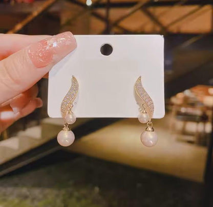 Charms Hanging Gold Plated Zircon Dangling Earrings