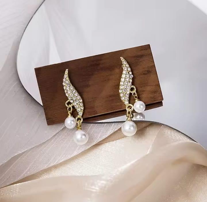 Charms Hanging Gold Plated Zircon Dangling Earrings